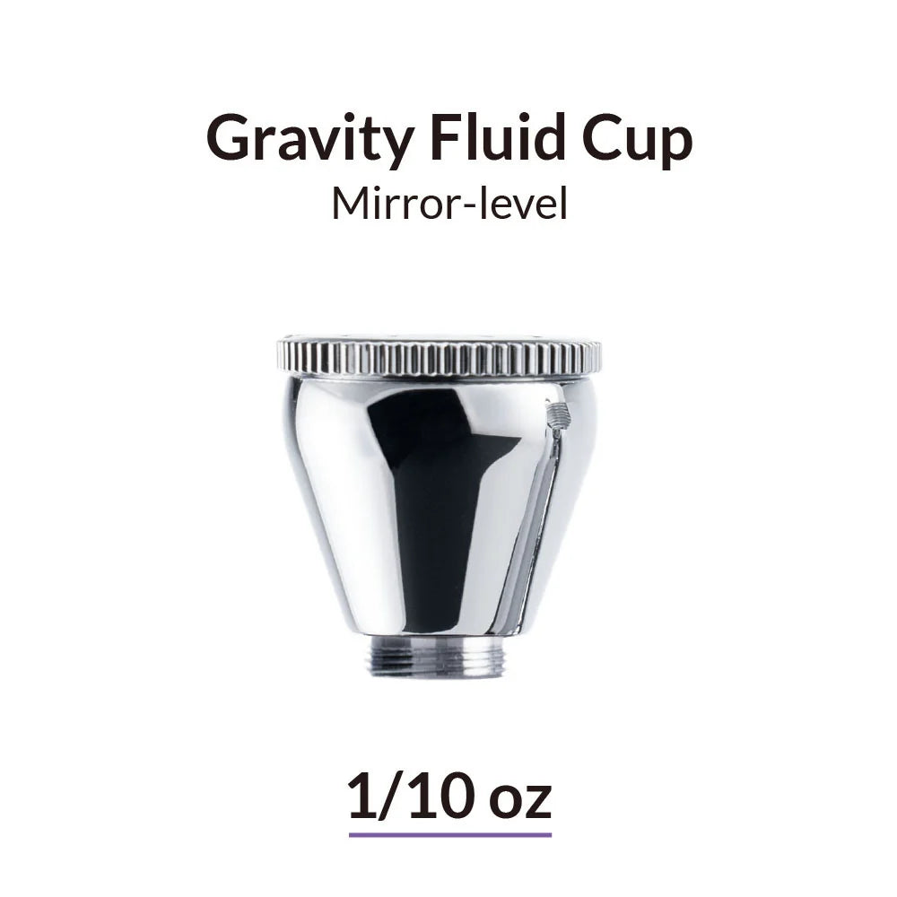 Gaahleri product card: Mirror-level Gravity Fluid Cup, 1/10 oz, small cup with wide knurled lid, on plain white