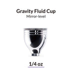Gaahleri product card: Mirror-level Gravity Fluid Cup, 1/4 oz, stepped cup with knurled lid, on plain white