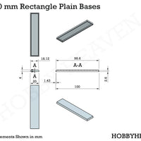 100x20mm Rectangle Plain Bases for Wargaming Miniatures 3d Print