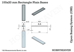 100x20mm Rectangle Plain Bases for Wargaming Miniatures 3d Print