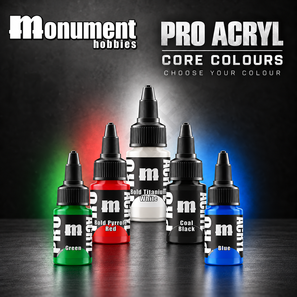 Monument Hobbies Pro Acryl range — 22ml bottles in assorted colours