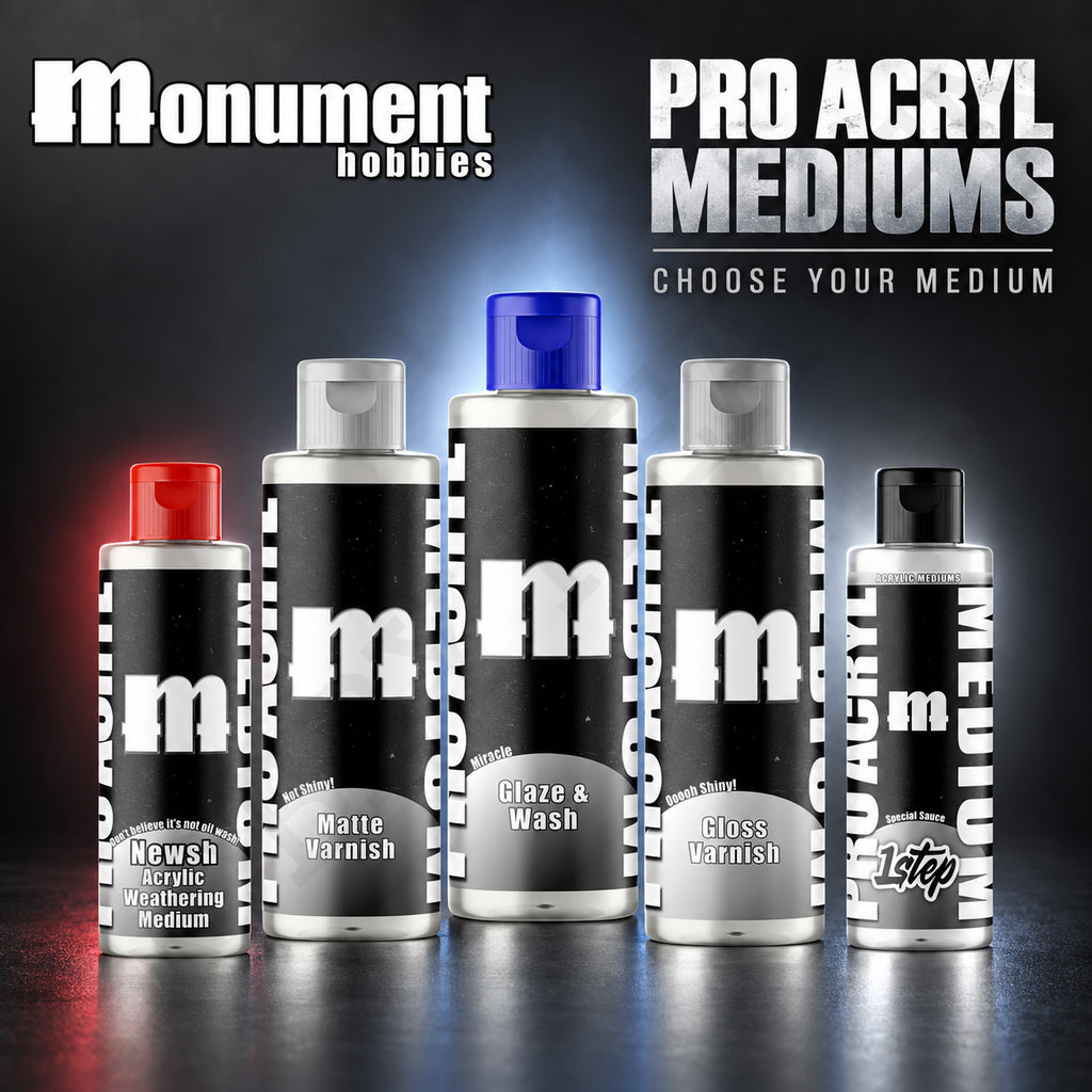 Monument Hobbies Pro Acryl Medium & Varnish 120ml — five bottles