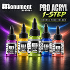 Monument Hobbies Pro Acryl 1-Step range — 22ml one-coat contrast paint bottles