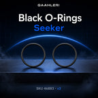Gaahleri Black O-Rings graphic for the Seeker airbrush, showing two slim black rubber rings on a dark stage