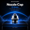 Gaahleri 0.2mm Nozzle Cap, Premium Series for GHPM-Mobius, SKU 40911: polished cap on a dark studio stage