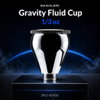 Gaahleri Gravity Fluid Cup 1/3 oz, SKU 46906: mirror-polished cup for the Seeker airbrush, dark studio stage