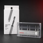 DSPIAE XDB-S02 retail box beside the clear case with silver label holding six spin-lock drill bits sized 1.5 to 2.0 mm