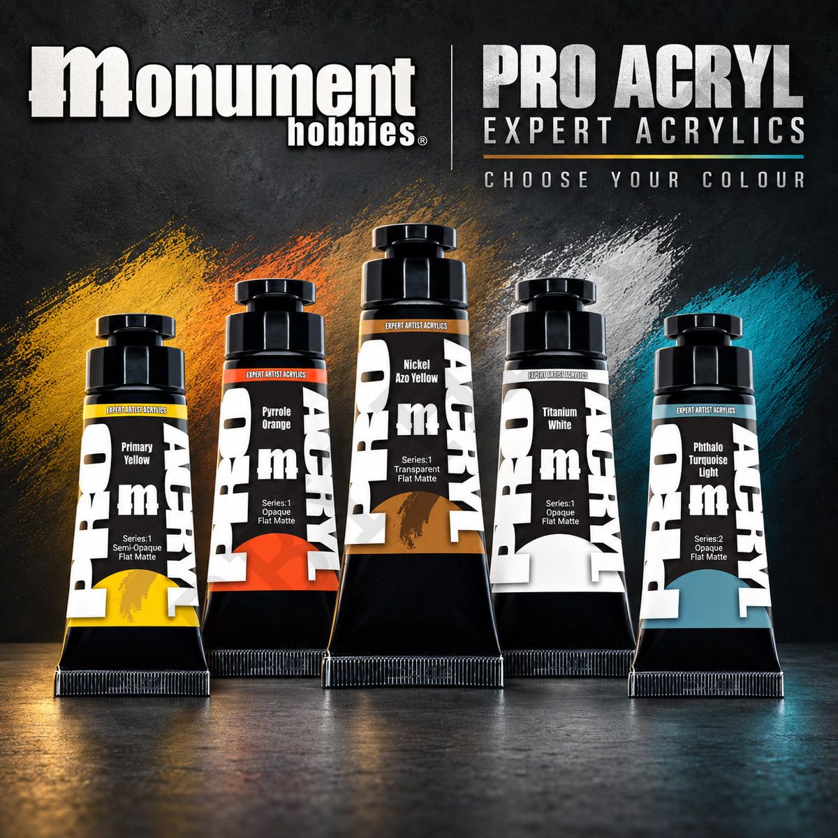 Monument Hobbies Expert Acrylics — 22 medium-bodied acrylic paints with pigment codes