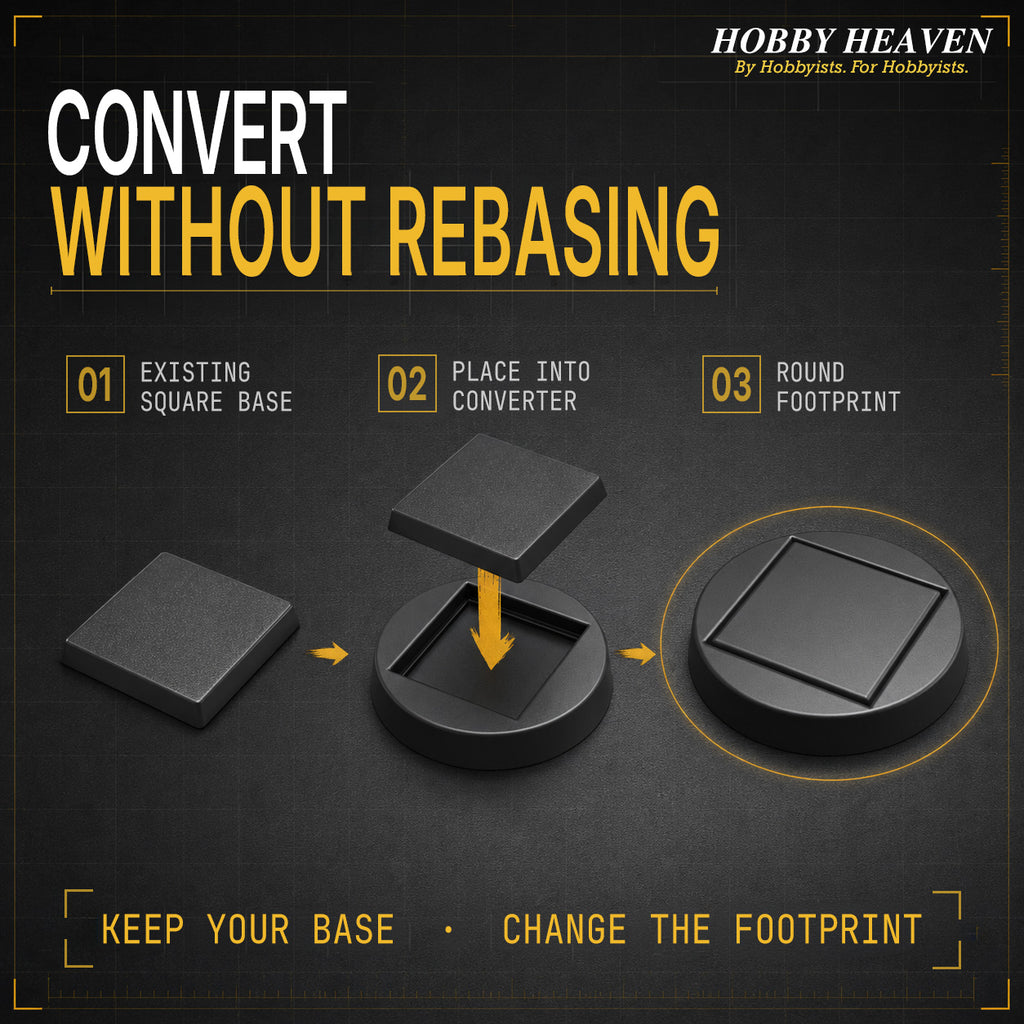 Square to Round Base Converters 3D Print Full Range
