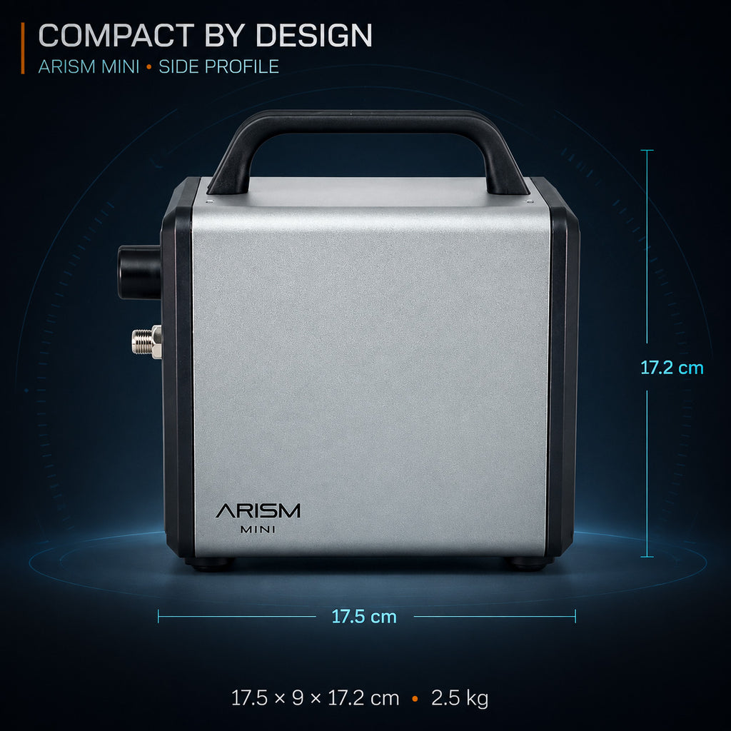 Sparmax ARISM Mini Airbrush Compressor (C-AR-MINI-GREY) – Cosmic Grey, 28 psi, 49 dB