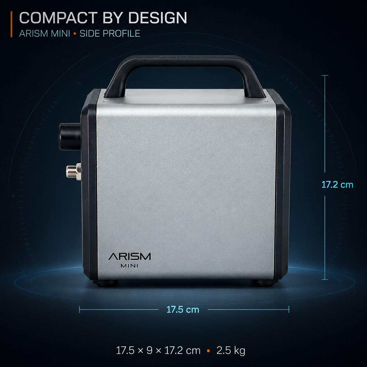 Sparmax ARISM Mini Airbrush Compressor (C-AR-MINI-GREY) – Cosmic Grey, 28 psi, 49 dB