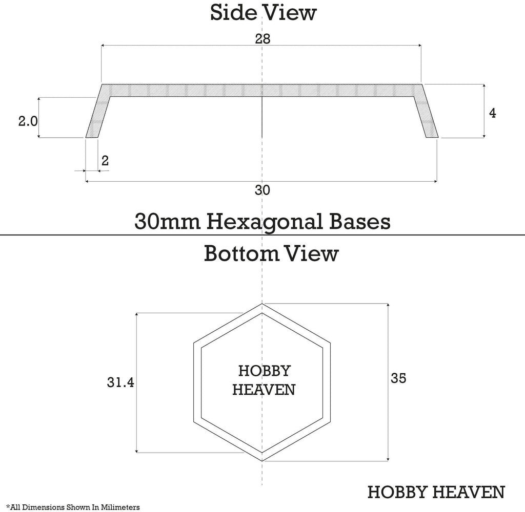 30mm Hexagonal Plain Plastic Bases - Hobby Heaven