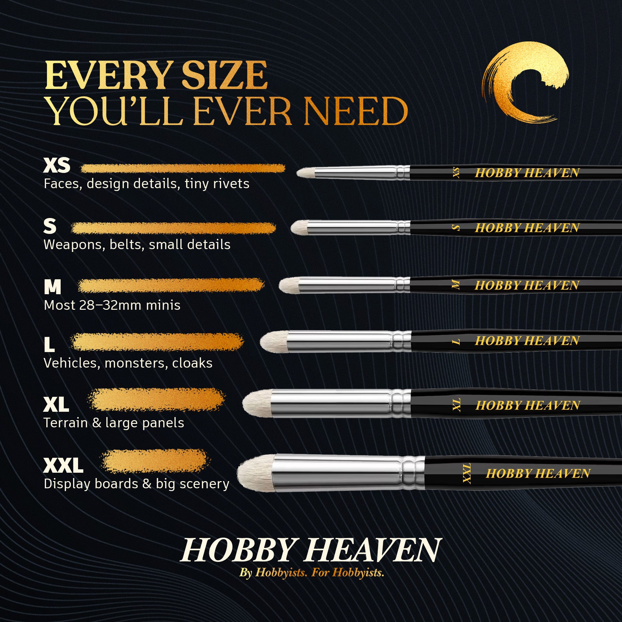 Hobby Heaven Dry Brush Set — Goat Hair Domed