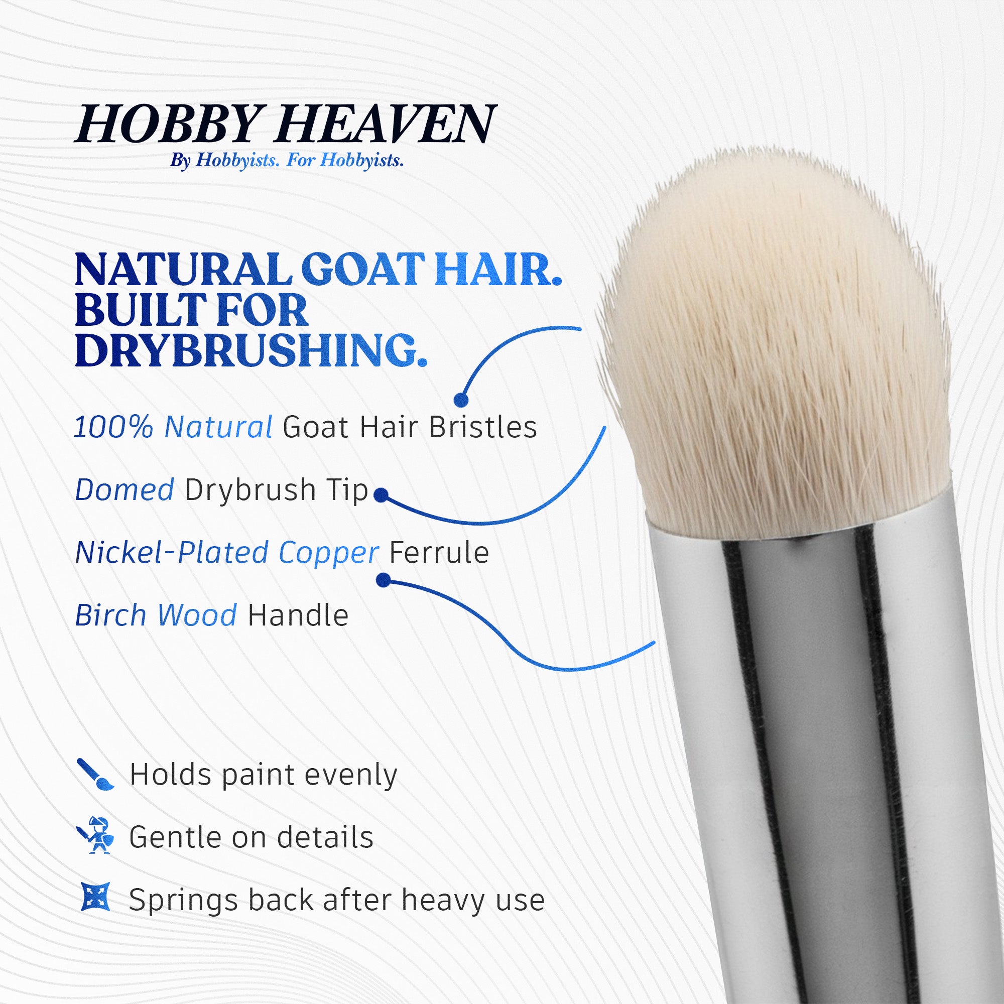Hobby Heaven Dry Brush Set — Goat Hair Domed