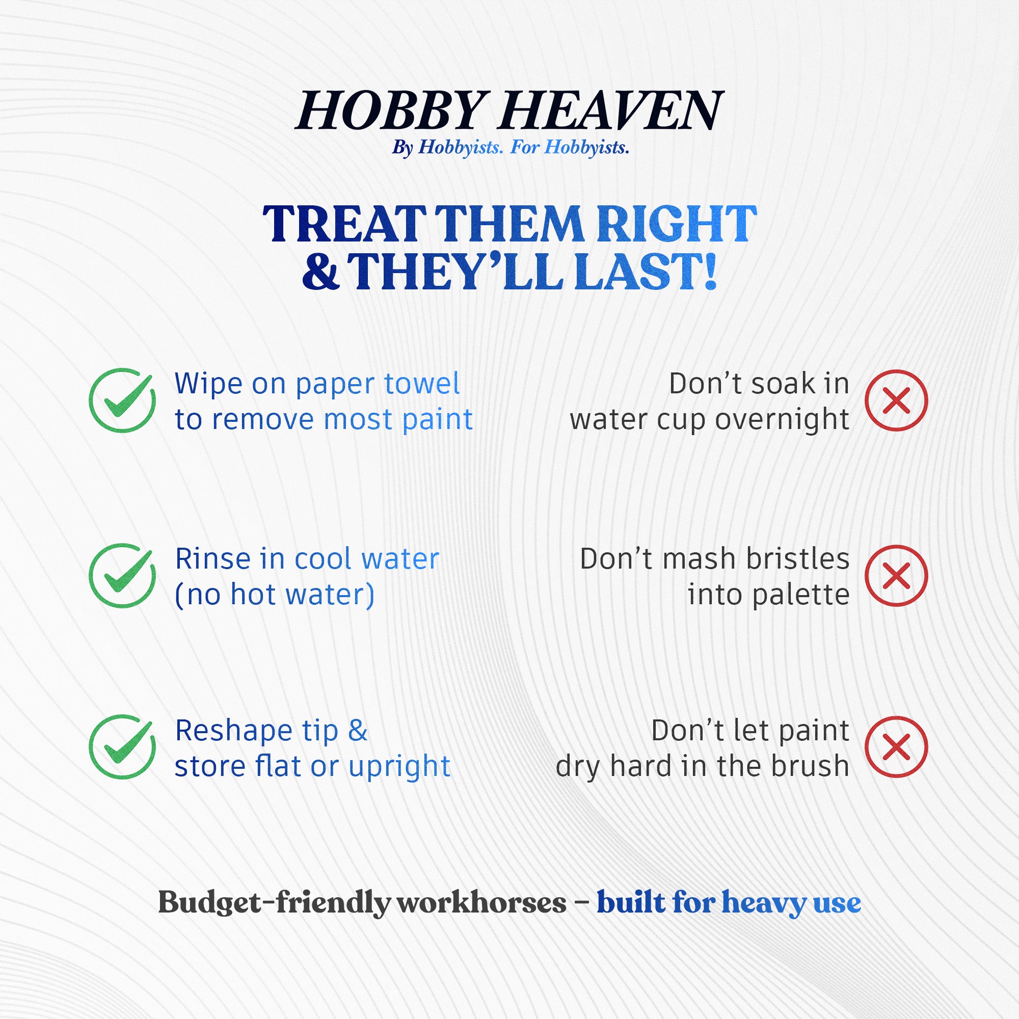 Hobby Heaven Dry Brush Set — Goat Hair Domed