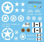M18 Hellcat decal sheet: white stars, serial numbers and unit markings
