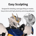 DSPIAE panel Easy Sculpting: robot model head with a grey putty-sculpted detail in a close-up circle