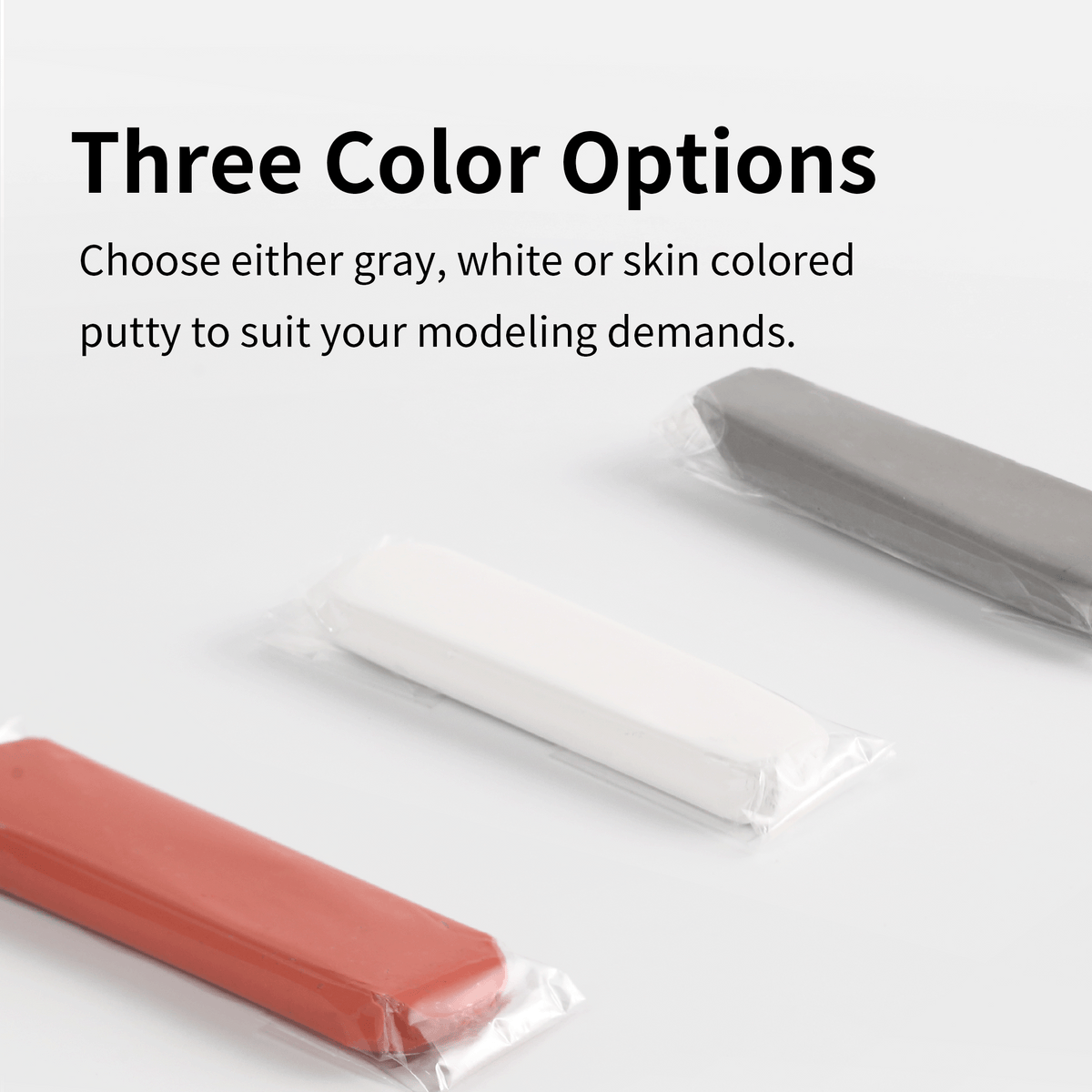 DSPIAE panel Three Color Options: grey, white and skin epoxy putty bars side by side