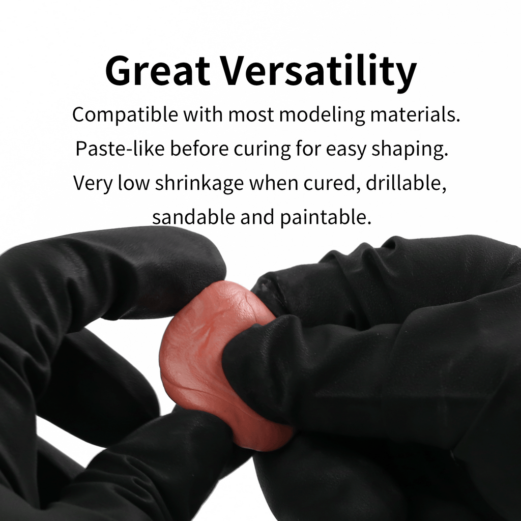 DSPIAE panel Great Versatility: epoxy putty worked between gloved fingers before curing