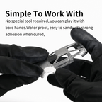 DSPIAE panel Simple To Work With: putty added to a model car body with bare gloved hands
