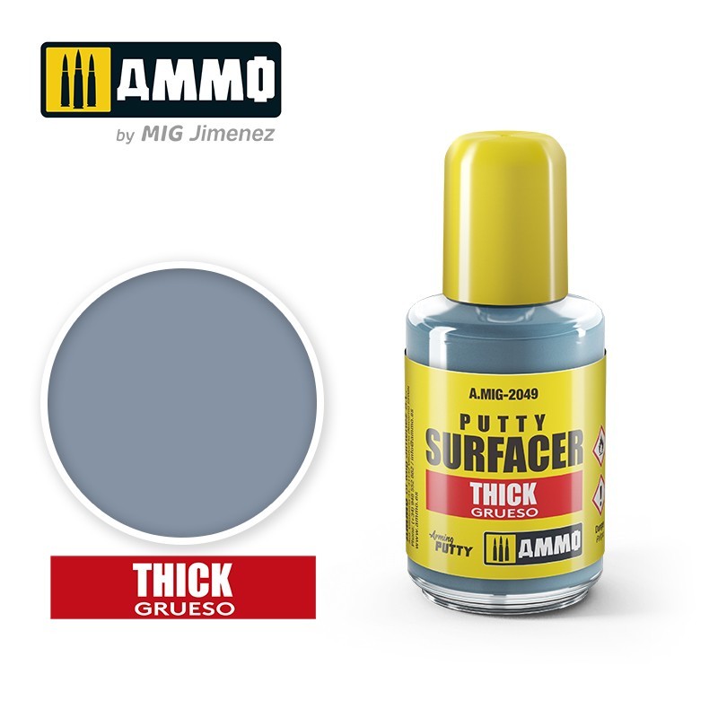 AMMO by MIG Putty Surfacer Thick 30ml, MIG2049, professional-grade liquid putty for filling large gaps and achieving a smooth, perfect finish.