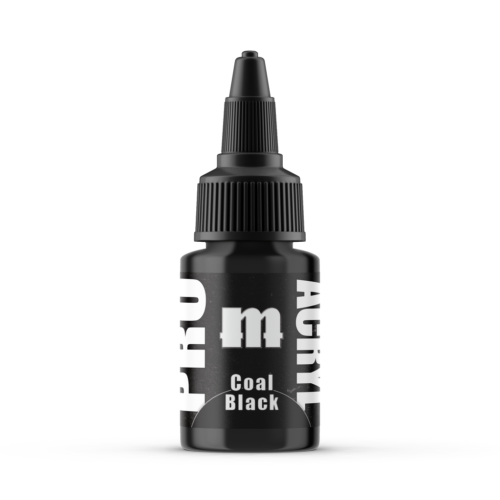 Monument Hobbies Pro Acryl Coal Black MPA-002 — 22ml bottle with colour swatch