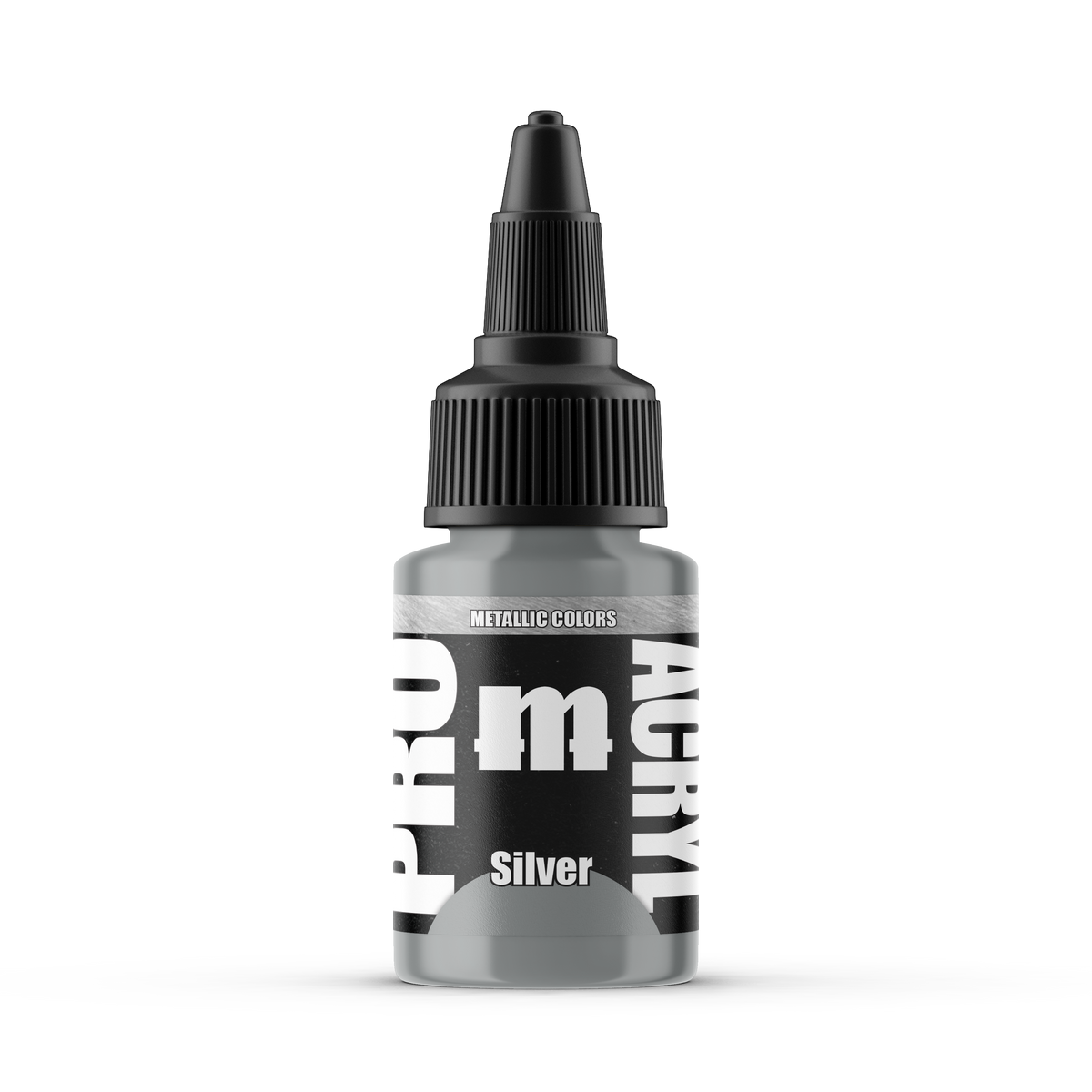 Monument Hobbies Pro Acryl Silver MPA-025 — 22ml bottle with colour swatch