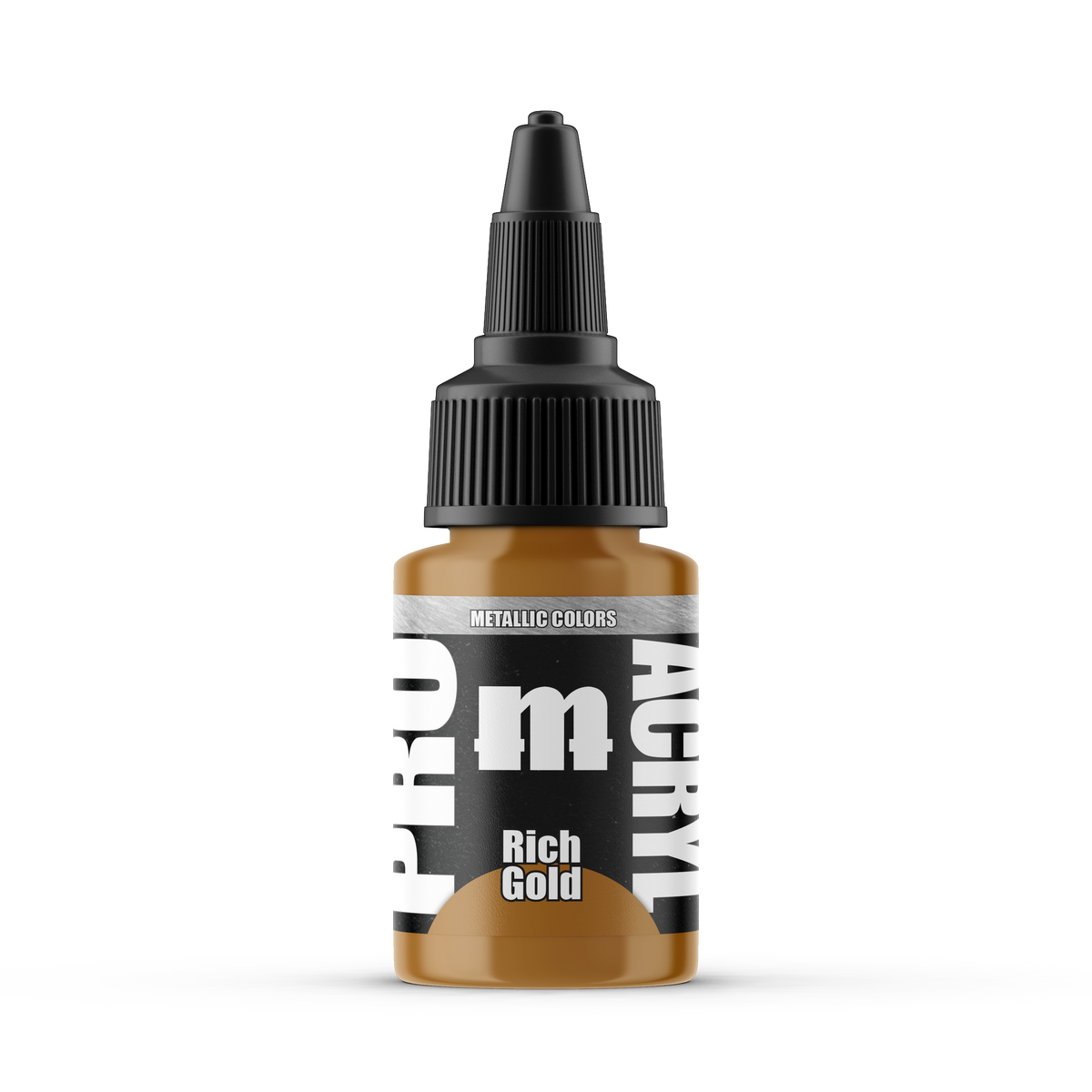 Monument Hobbies Pro Acryl Rich Gold MPA-028 — 22ml bottle with colour swatch