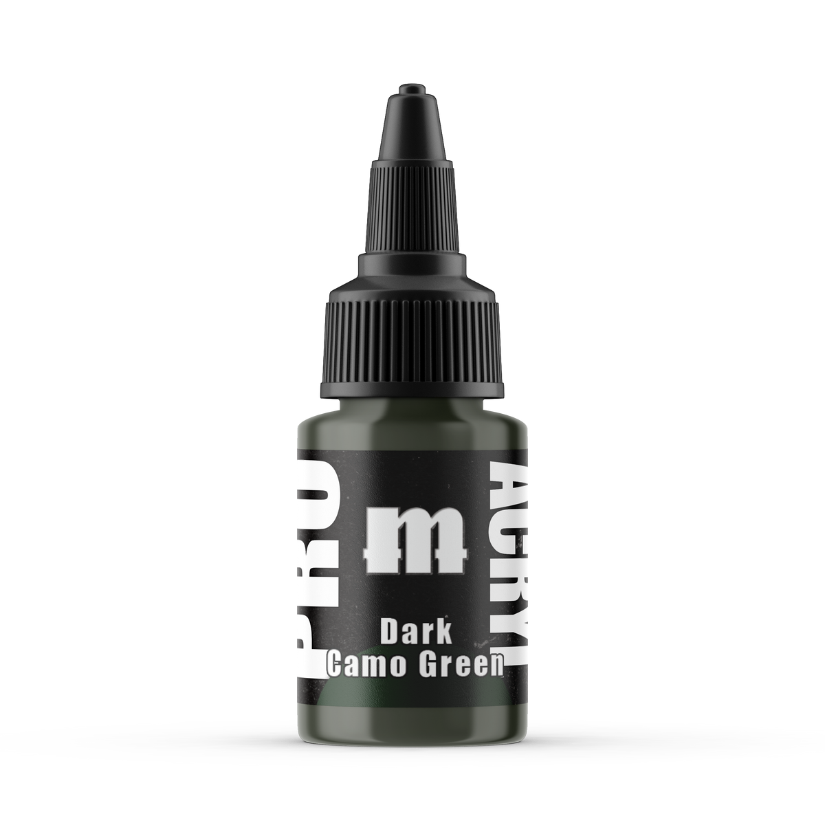 Monument Hobbies Pro Acryl Dark Camo Green MPA-036 — 22ml bottle with colour swatch