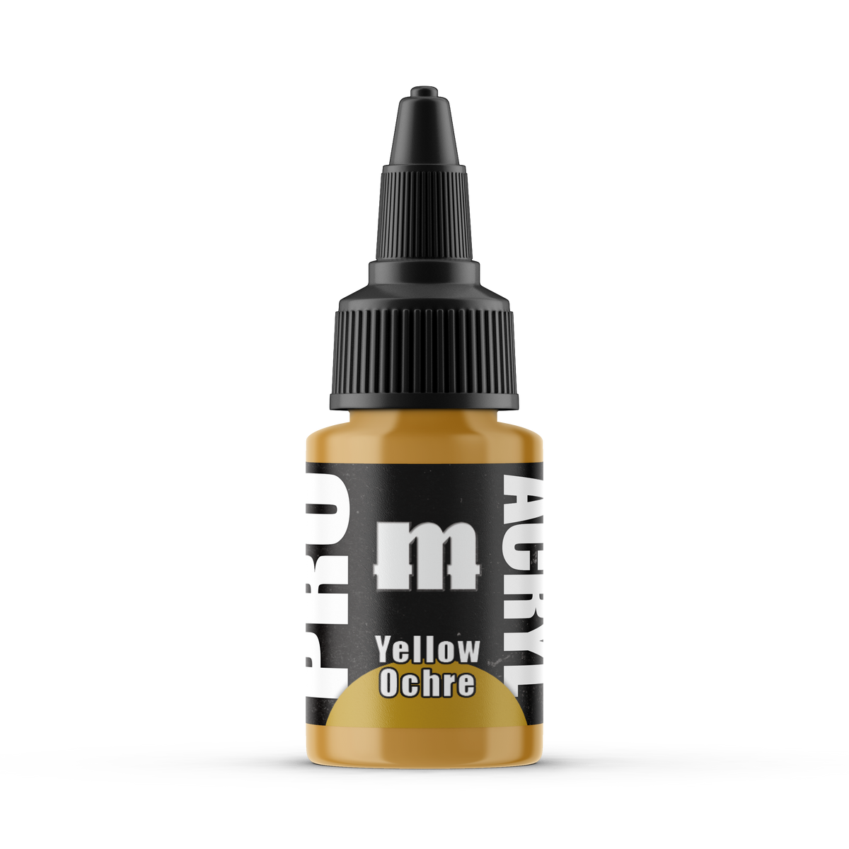 Monument Hobbies Pro Acryl Yellow Ochre MPA-038 — 22ml bottle with colour swatch
