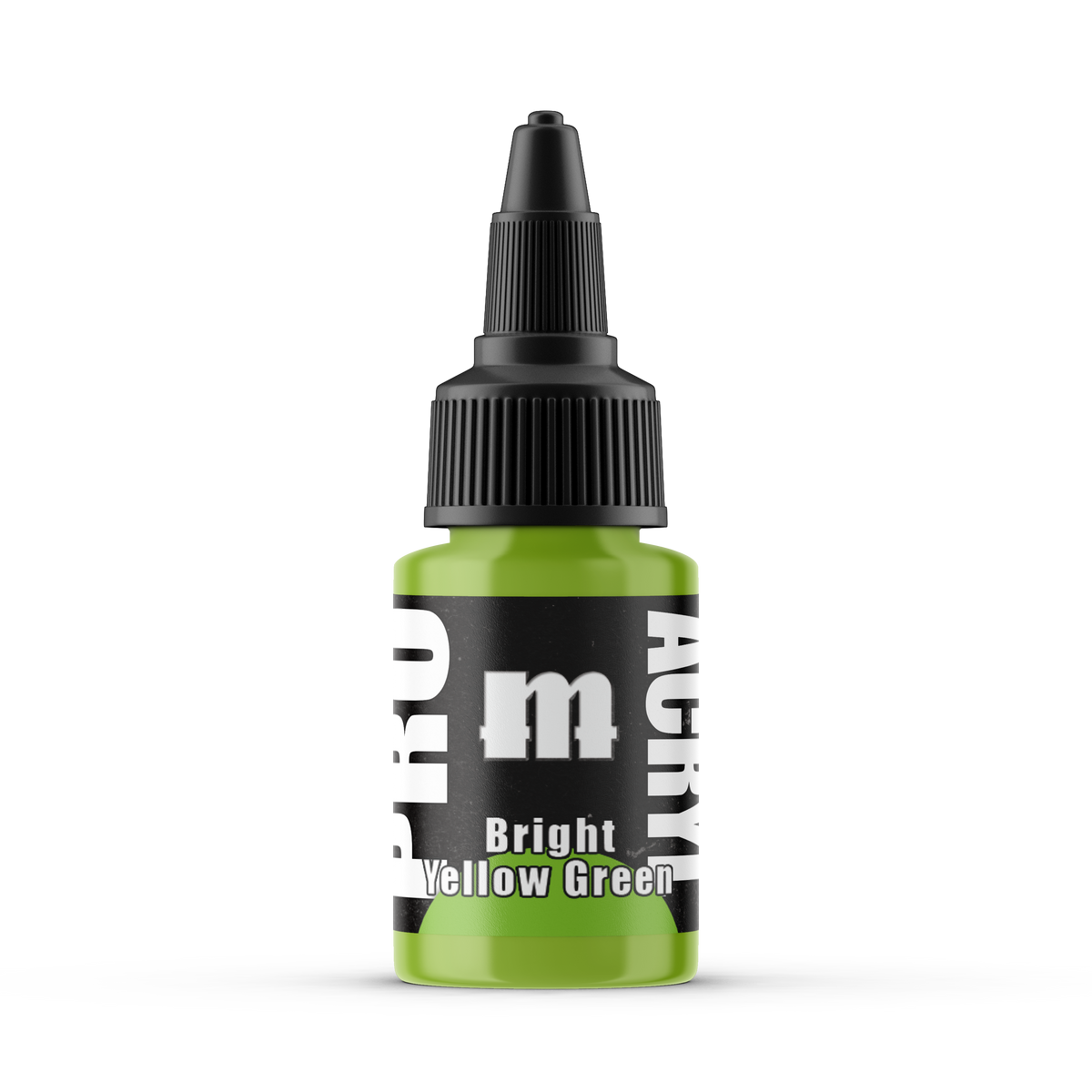 Monument Hobbies Pro Acryl Bright Yellow Green MPA-039 — 22ml bottle with colour swatch