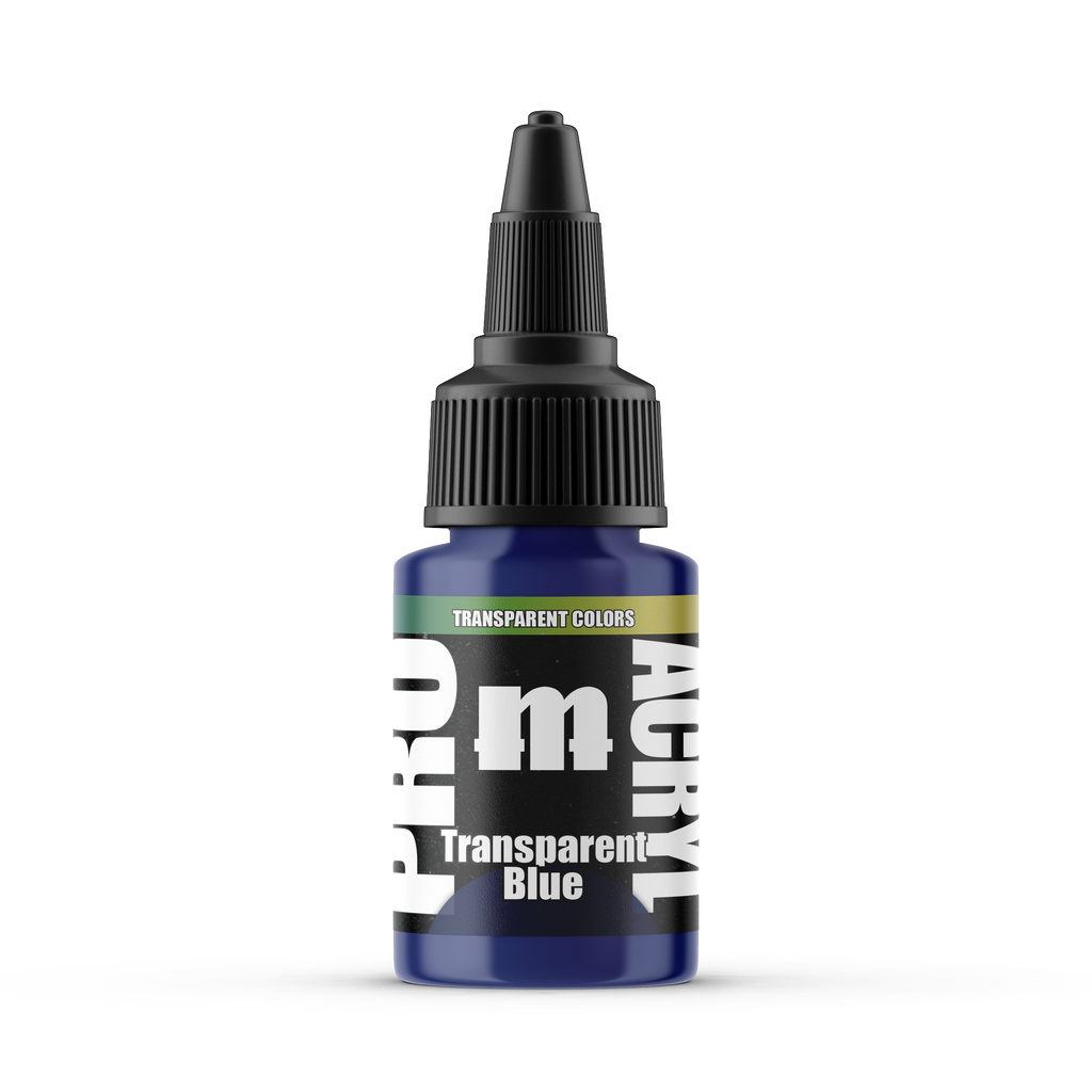 Monument Hobbies Pro Acryl Transparent Blue MPA-046 — 22ml bottle with colour swatch