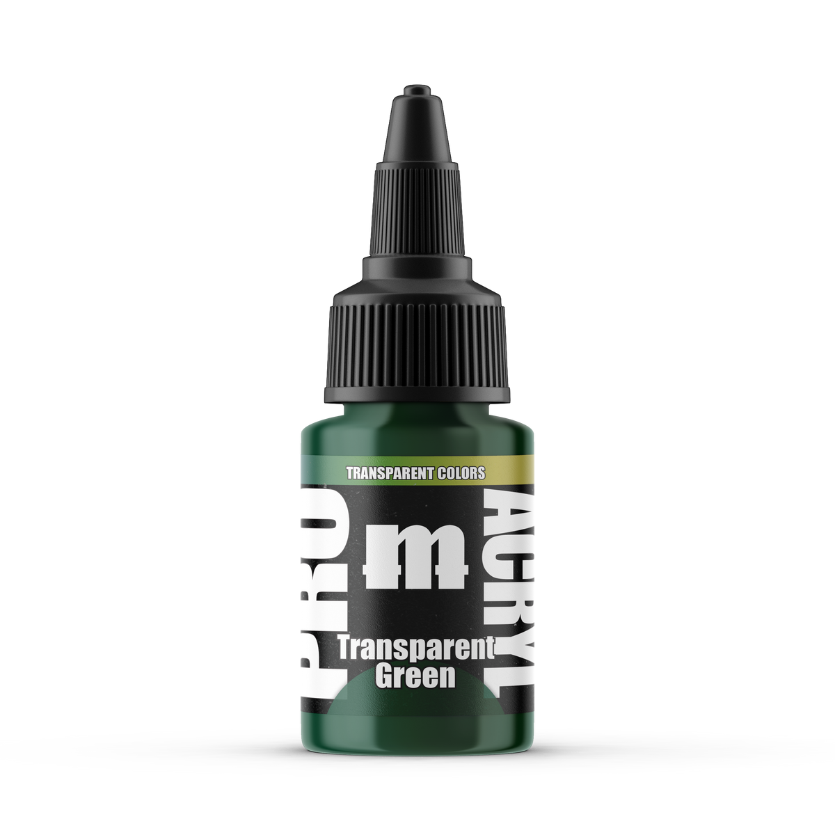 Monument Hobbies Pro Acryl Transparent Green MPA-048 — 22ml bottle with colour swatch