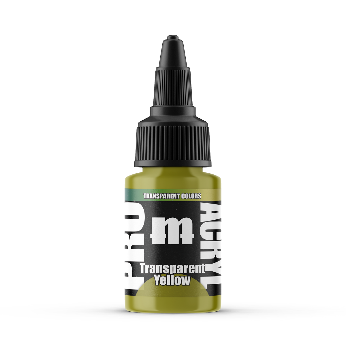 Monument Hobbies Pro Acryl Transparent Yellow MPA-049 — 22ml bottle with colour swatch