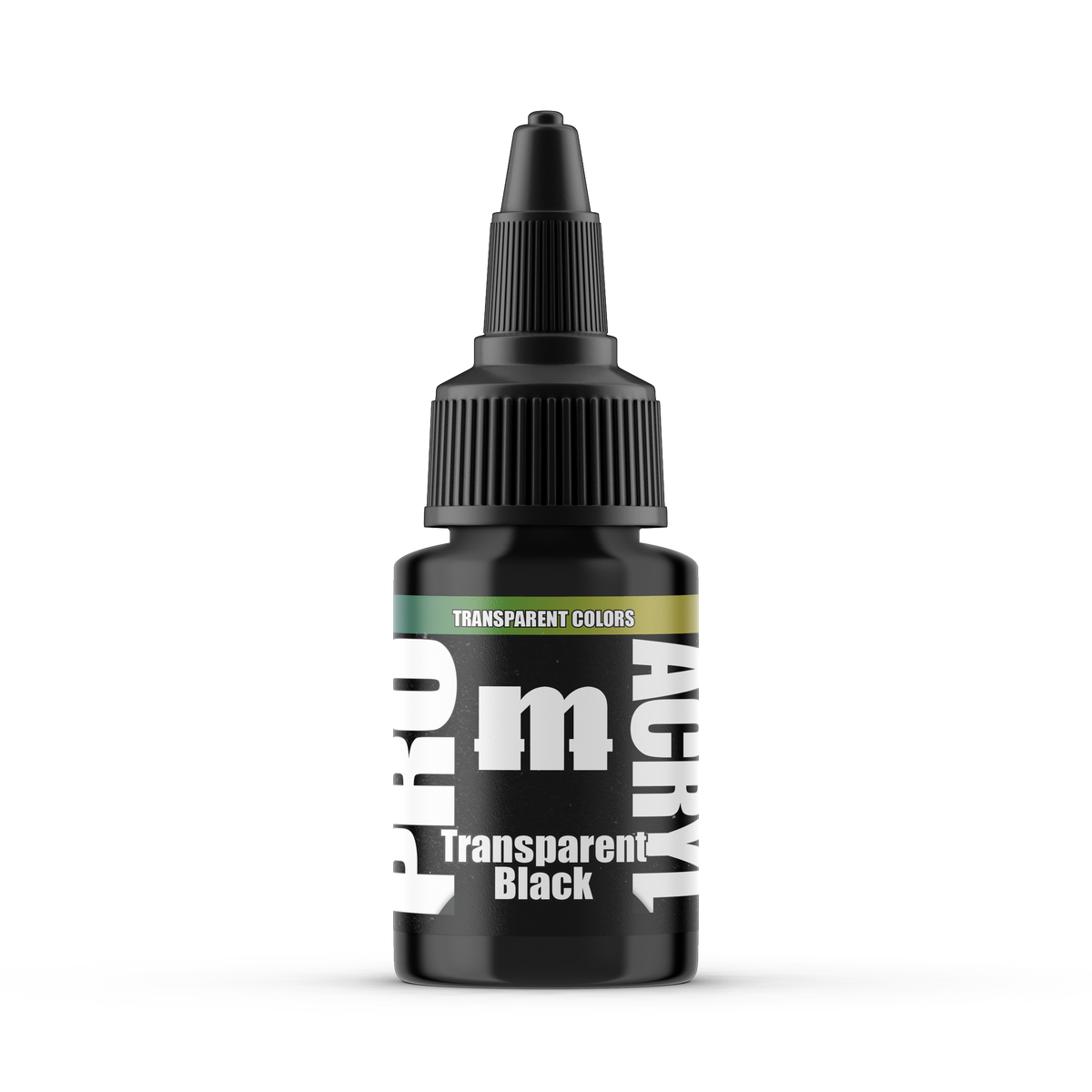 Monument Hobbies Pro Acryl Transparent Black MPA-053 — 22ml bottle with colour swatch