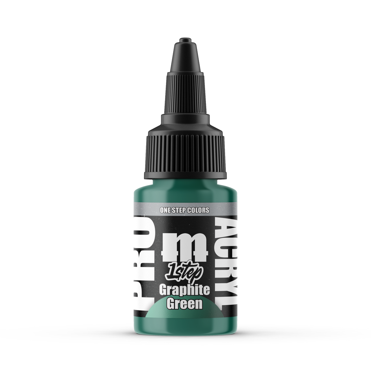 Monument Hobbies Pro Acryl 1-Step Graphite Green MPA-507 — 22ml bottle with colour swatch