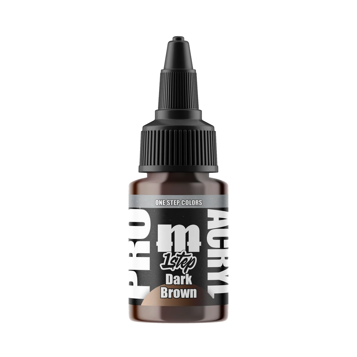 Monument Hobbies Pro Acryl 1-Step Dark Brown MPA-516 — 22ml bottle with colour swatch