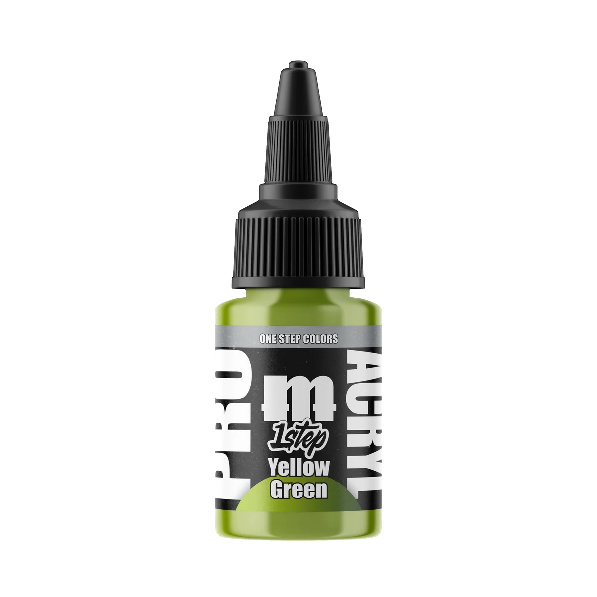 Monument Hobbies Pro Acryl 1-Step Yellow Green MPA-519 — 22ml bottle with colour swatch