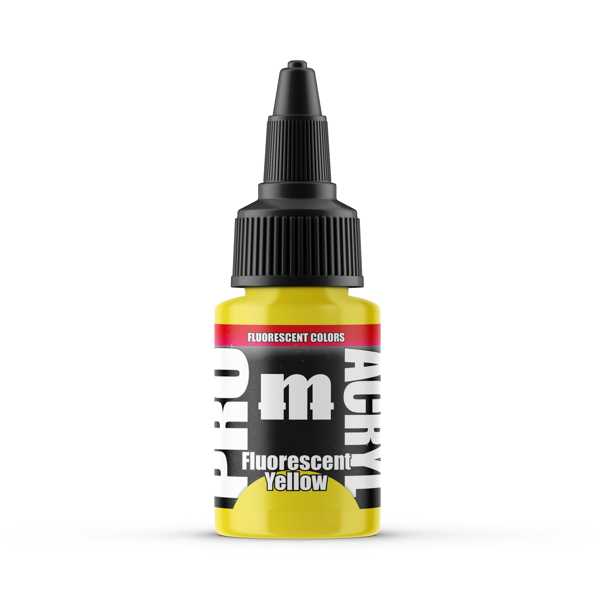 Monument Hobbies Pro Acryl Fluorescent Yellow MPA-F03 — 22ml bottle with colour swatch