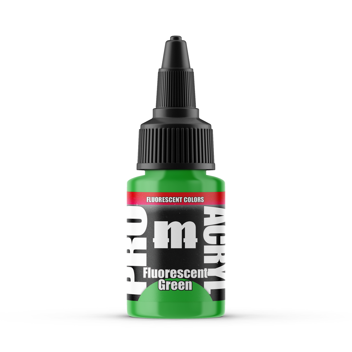 Monument Hobbies Pro Acryl Fluorescent Green MPA-F04 — 22ml bottle with colour swatch