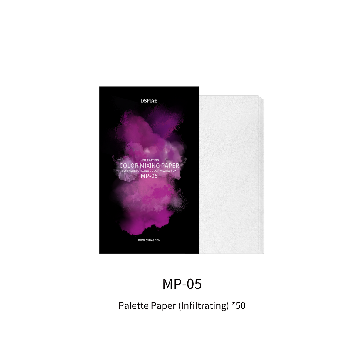 DSPIAE MP-05 pack with a purple cloud design beside a white sheet, Palette Paper (Infiltrating) x50