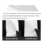 DSPIAE colour mixing paper: PET film bonded to a paper backing, shiny side up, dull side down