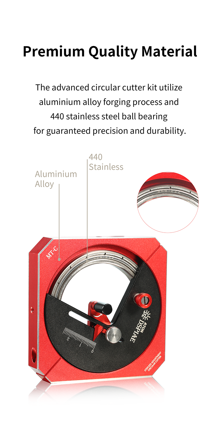 DSPIAE material panel: forged aluminium alloy body and a 440 stainless steel ball bearing ring
