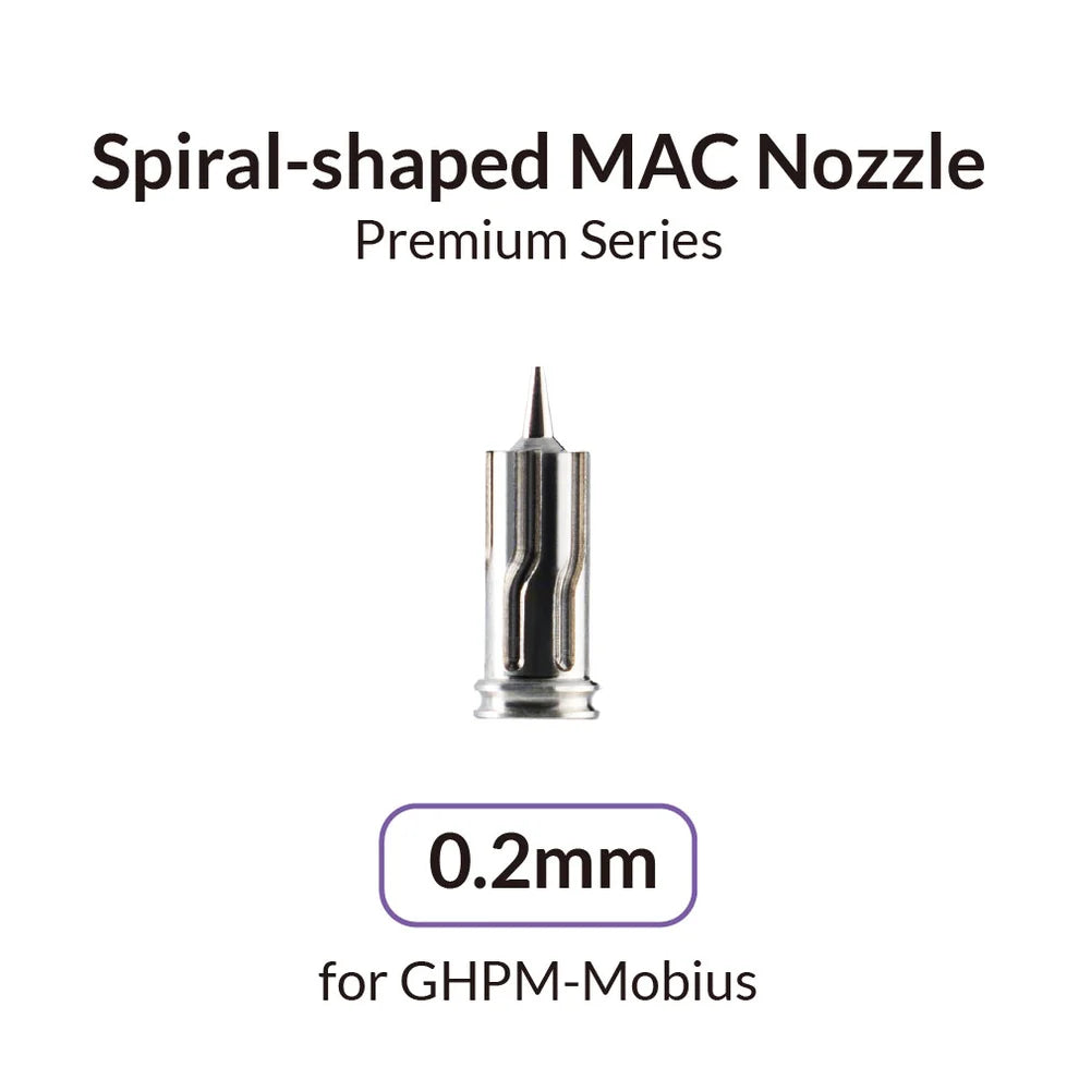Gaahleri product card: spiral-shaped MAC nozzle, Premium Series, 0.2mm, for GHPM-Mobius