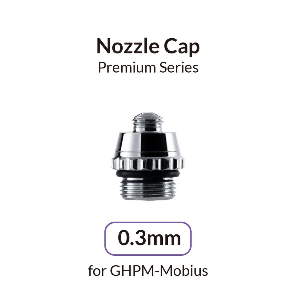 Gaahleri product card: 0.3mm nozzle cap for GHPM-Mobius, knurled collar above a black sealing ring and thread