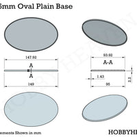 150x95mm Oval Plain Plastic Base