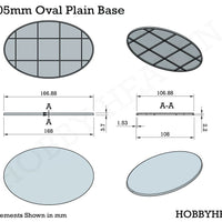 170x105mm Oval Plain Plastic Base