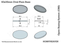 60x35mm Oval Plain Plastic Bases
