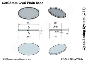 60x35mm Oval Plain Plastic Bases