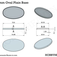 75x42mm Oval Plain Plastic Bases